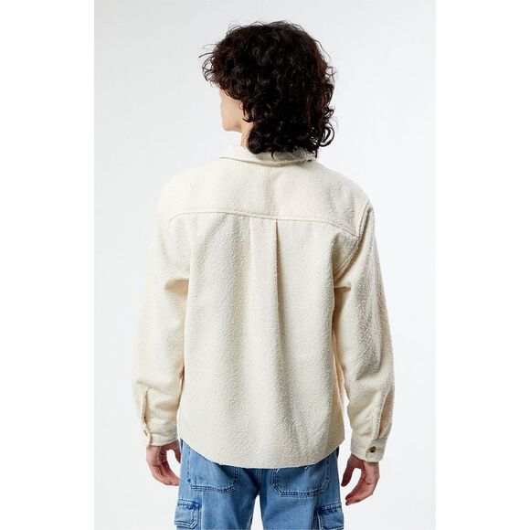 PACSUN Men’s Cream Oversized Wooly Solid Shacket Size Medium - Picture 4 of 9